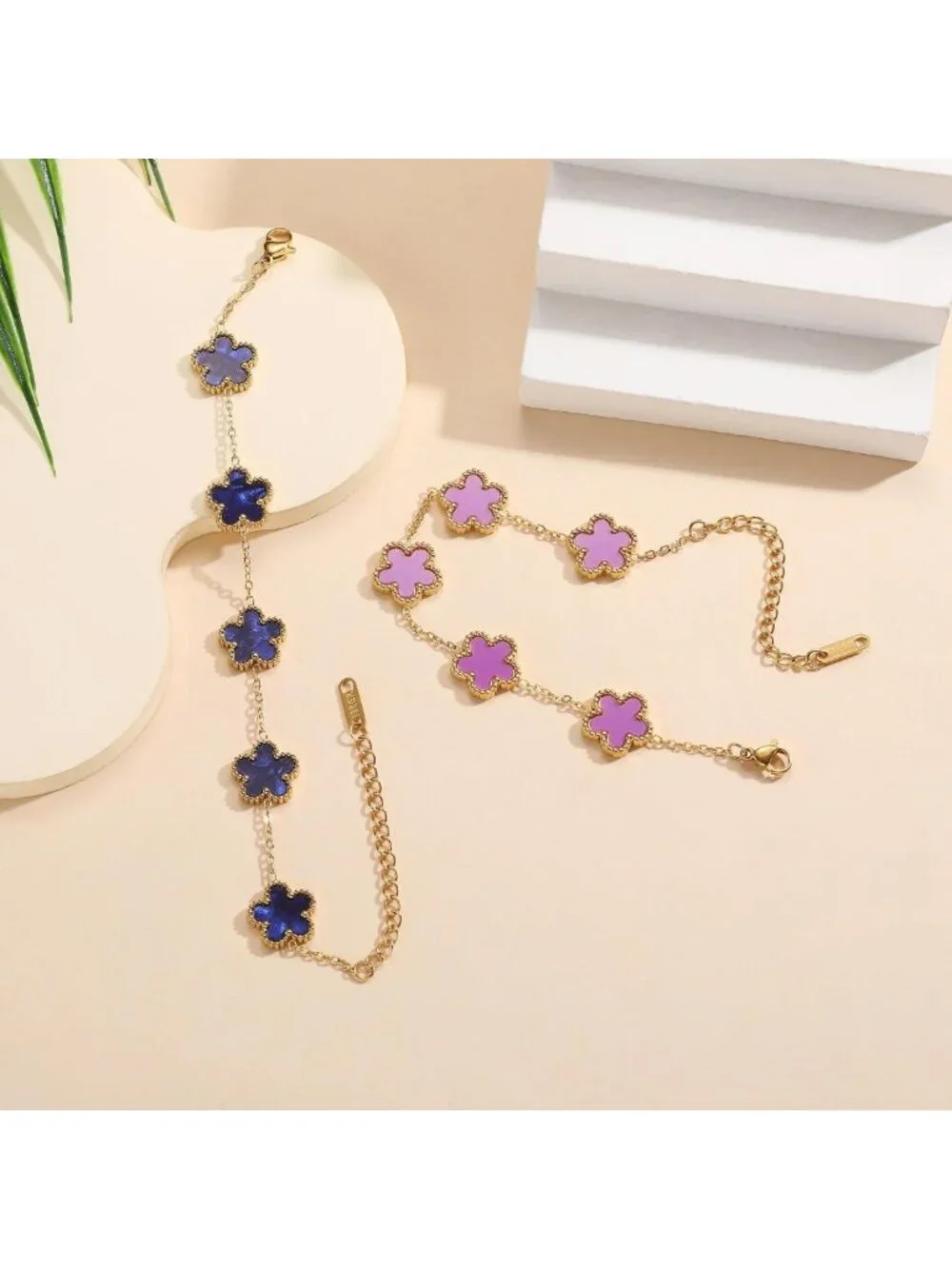 18K Gold Plated Four Leaf Clover Bracelet - Lucky Charm Jewelry Gift for Women